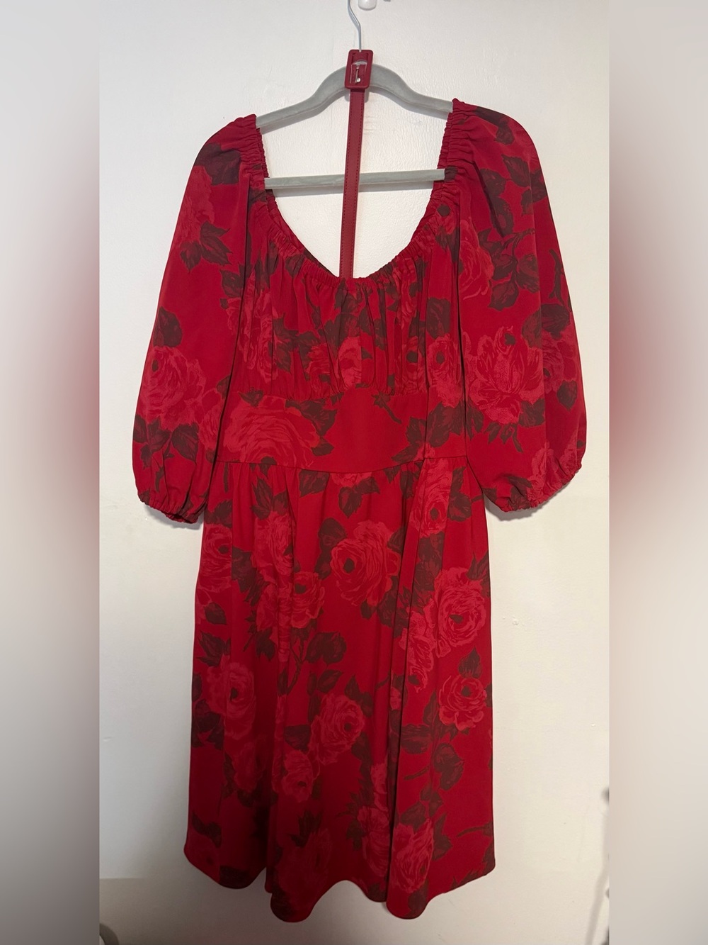 Vixen by Micheline Pitt Vintage Red Rose Print Vacation Dress - Picture 7 of 7